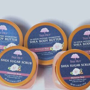 3 Tree Hut Shea Body Butter Morocoan Rose & 2 - Argan Oil Sugar Scrub 5oz NEW